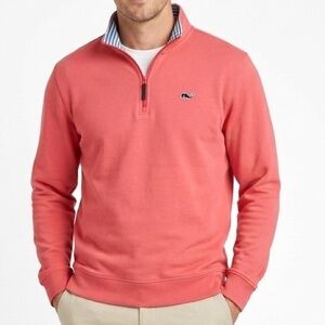 Vineyard Vines 1/4 Zip Pullover Sweatshirt Pink Men’s Small Cotton Whale Logo
